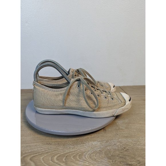Converse Jack Purcell Tan White Canvas Low Top Casual Sneakers 540345C size 7.5 - Picture 4 of 10